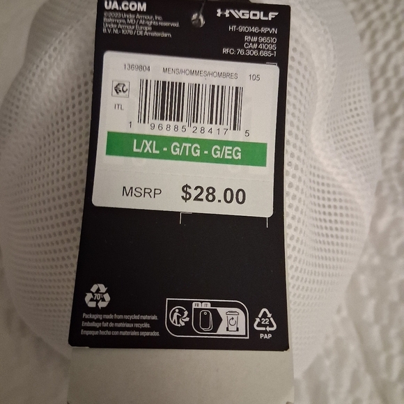 Under Armour Hat Cap White Golf Fitted Heatgear Breathable Extra Large - Picture 3 of 4